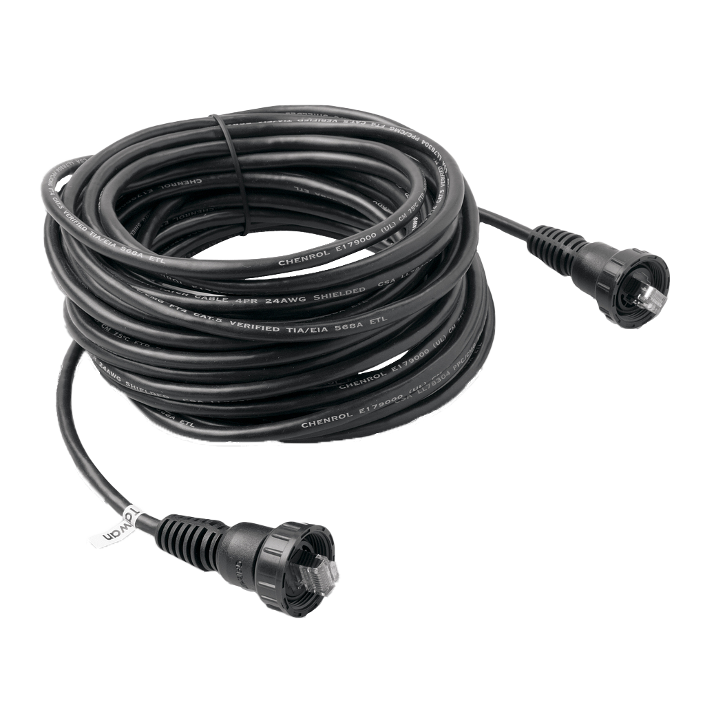 Garmin 500ft bulk marine RJ45 Ethernet cable, black, coiled