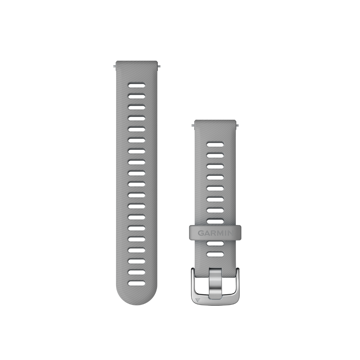 Garmin Quick Release Bands, 18 mm powder gray with silver hardware; two bands shown.