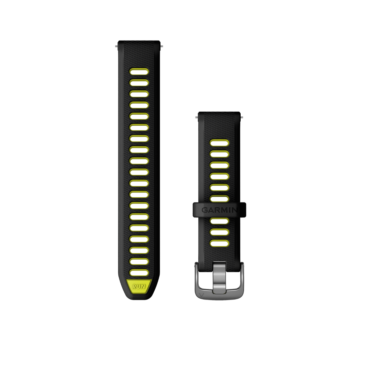 Garmin Quick Release Watch Bands, 18 mm, black with amp yellow accents and slate hardware, set of 2