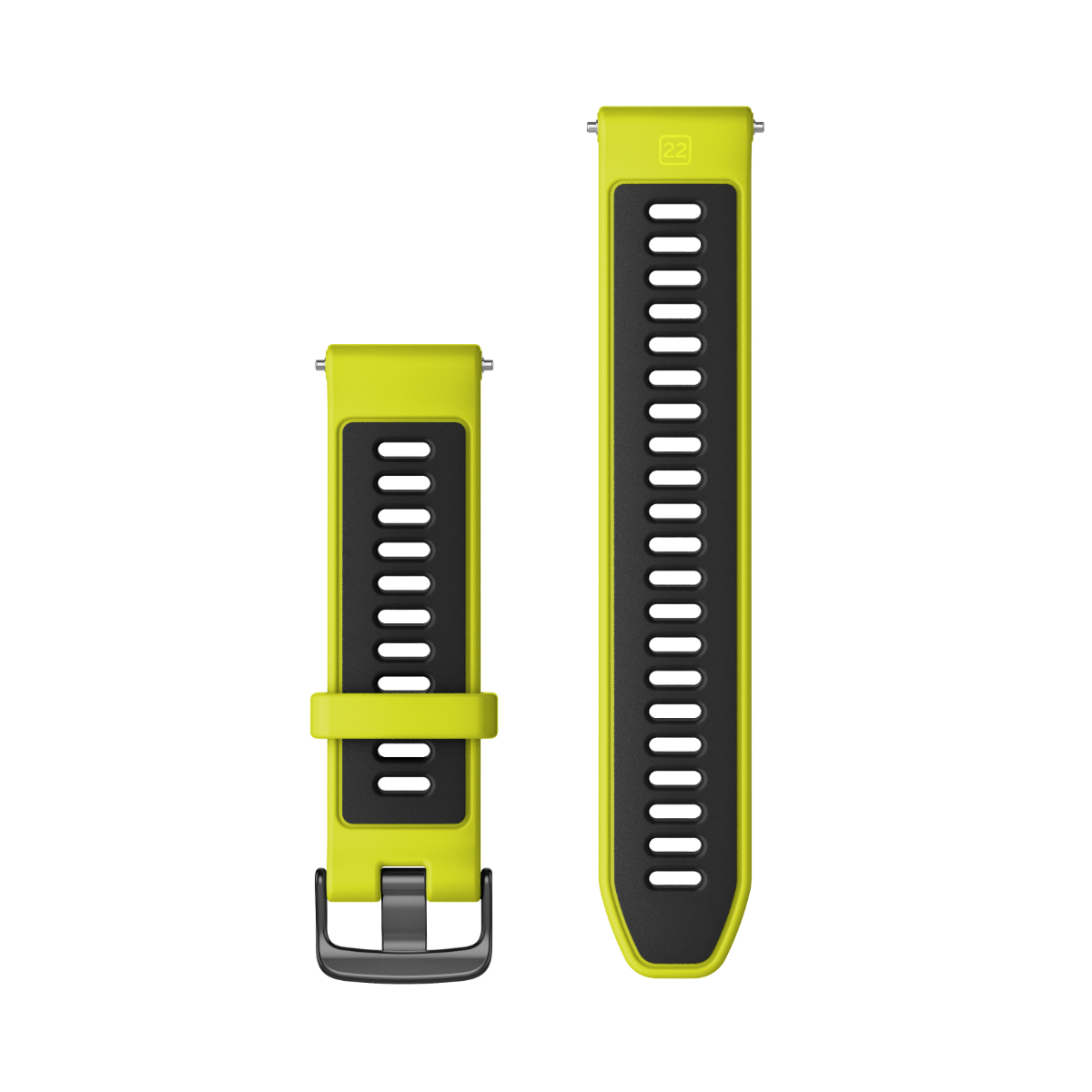 Garmin Forerunner watch bands 22 mm Amp Yellow/Black with slate hardware — two-piece set