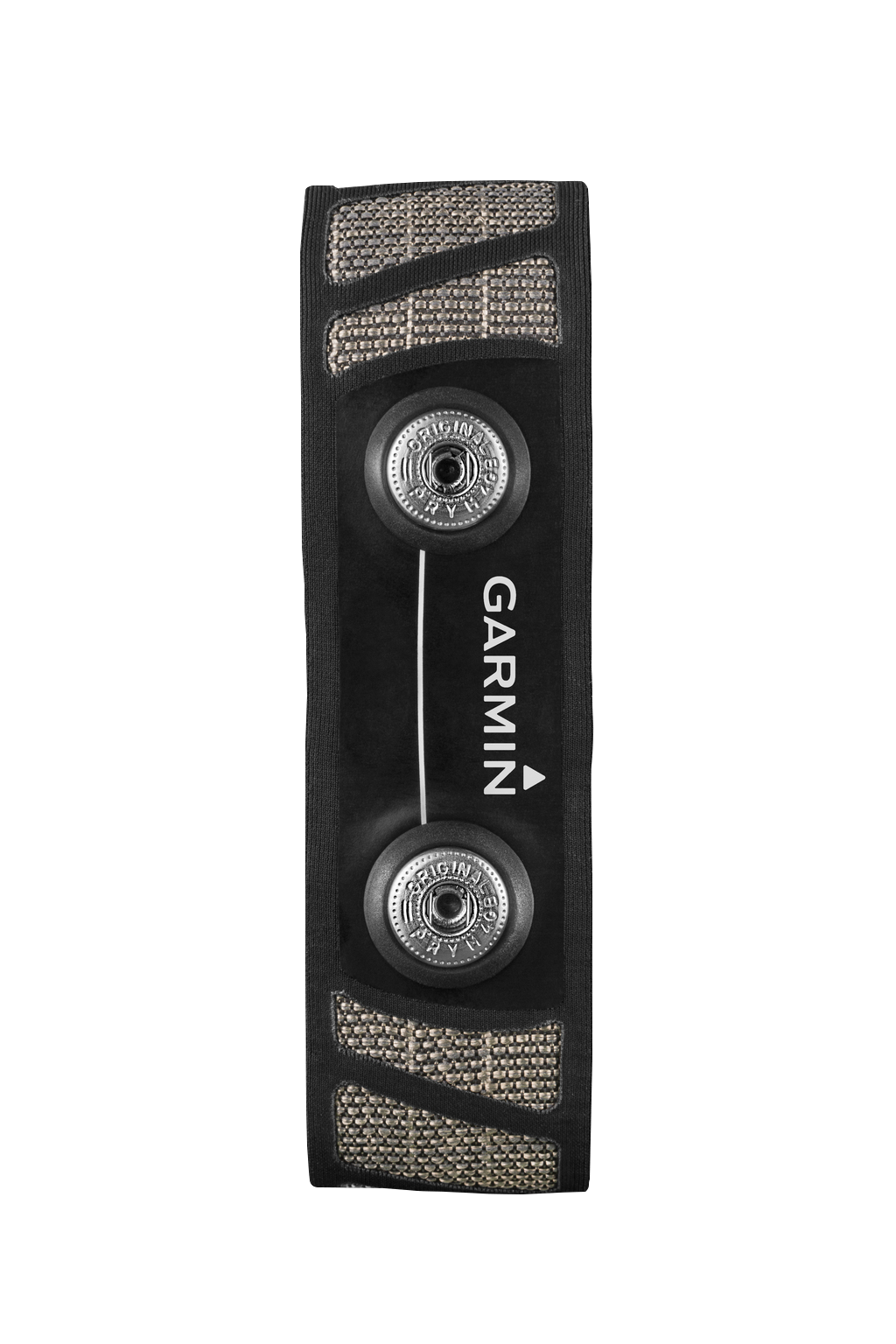 Garmin soft strap with electrodes, black fabric strap with two metal electrode discs