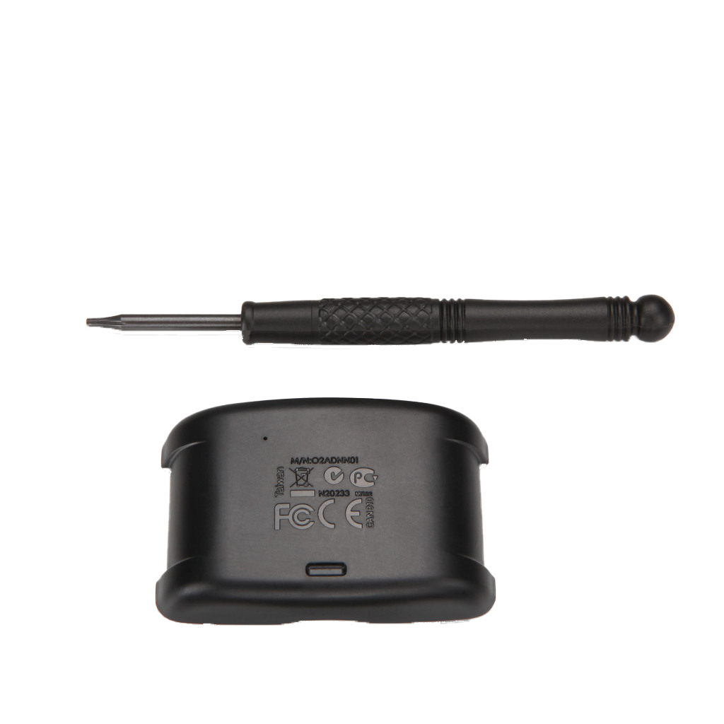 Garmin BarkLimiter Deluxe battery and housing; black plastic two-piece set with screwdriver tool.