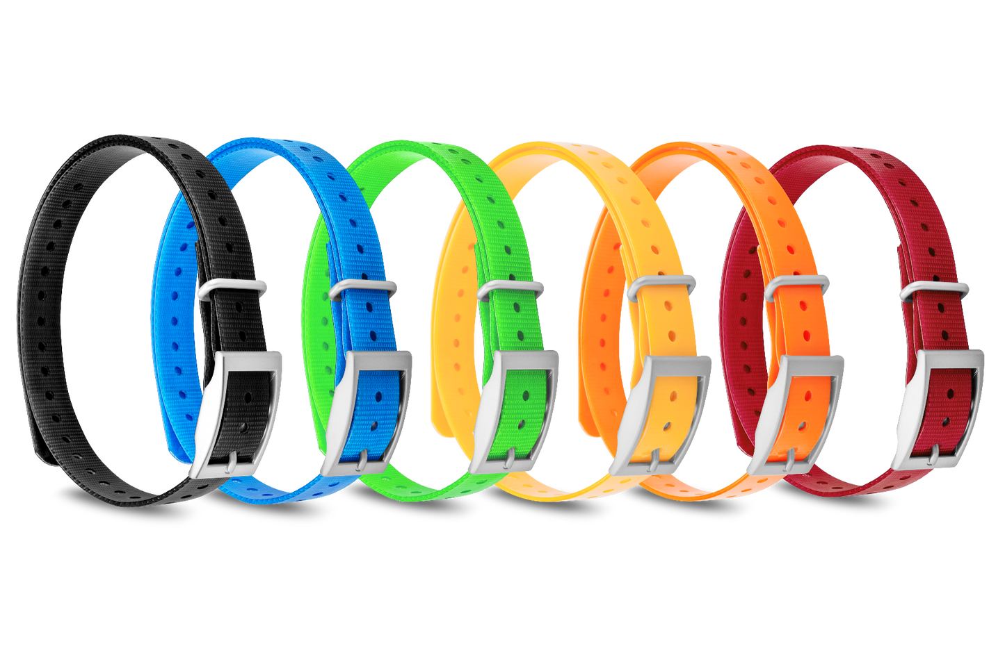 Garmin 3/4-inch collar strap set, 6 colors (black blue green yellow orange burgundy) with square buckles