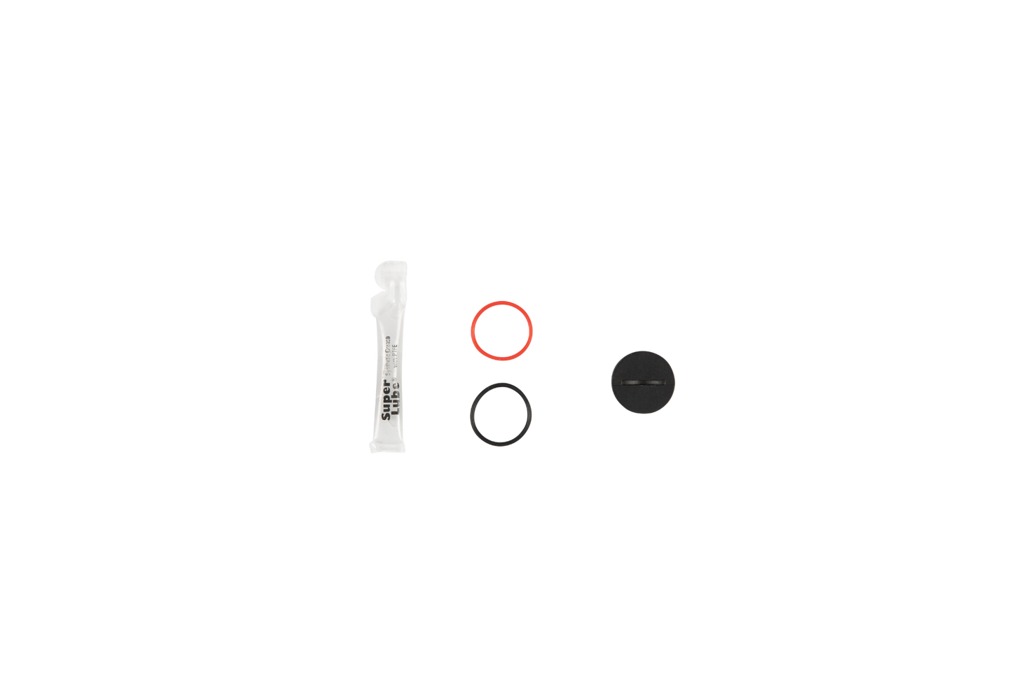Garmin Cap and O-Ring Kit 010-12816-00: white lube packet, red and black O-rings, and black cap
