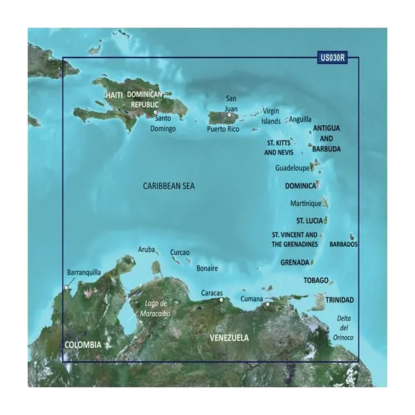 Garmin Caribbean Southeast Coastal BlueChart g3 map card, HXUS030R, microSD/SD (010-C0731-20)