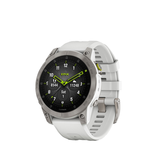 Garmin Epix (Gen 2), White Titanium, Premium Adventure GPS Smartwatch with Maps and Built-in Flashlight (010-02582-20) by Garmin