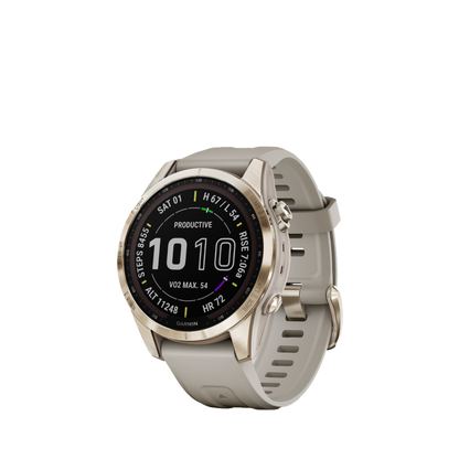Garmin fenix 7S Sapphire Solar - Cream Gold Titanium with Light Sand Band (010-02539-20) by Garmin