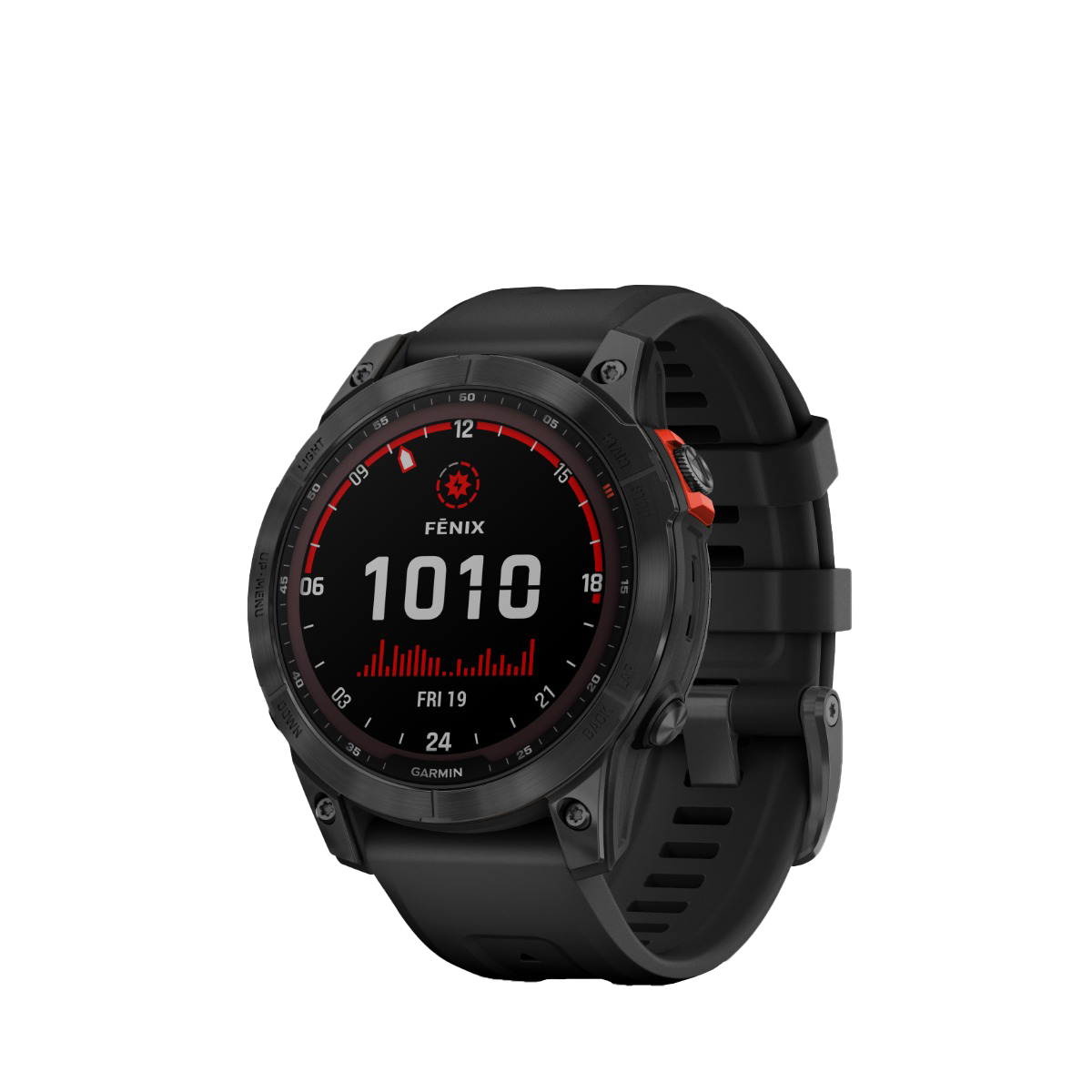 Garmin Fenix 7 Solar smartwatch, slate gray case with black band, certified refurbished
