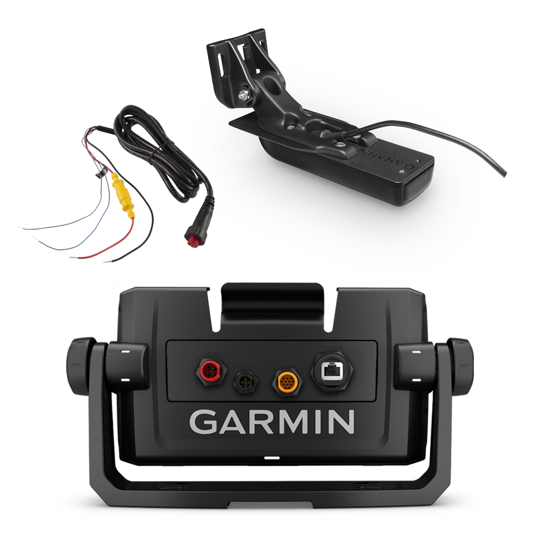 Garmin ECHOMAP UHD 7Xcv marine chartplotter boat kit with GT24HW-TM transducer, power cable and cradle
