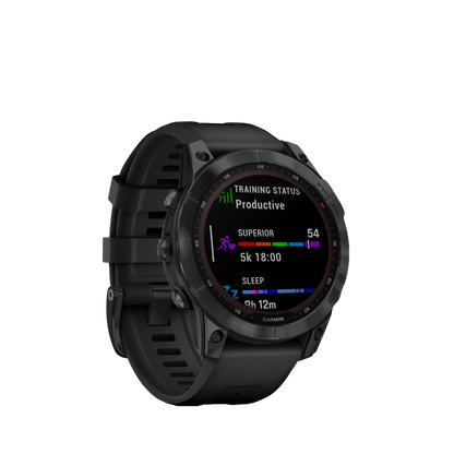 Garmin Fenix 7 Sapphire Solar, Black Titanium with Black Band (Garmin Certified Refurbished) by Garmin