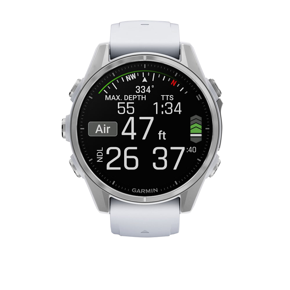 Garmin Fenix 8 smartwatch, AMOLED 43mm silver case with Whitestone silicone band