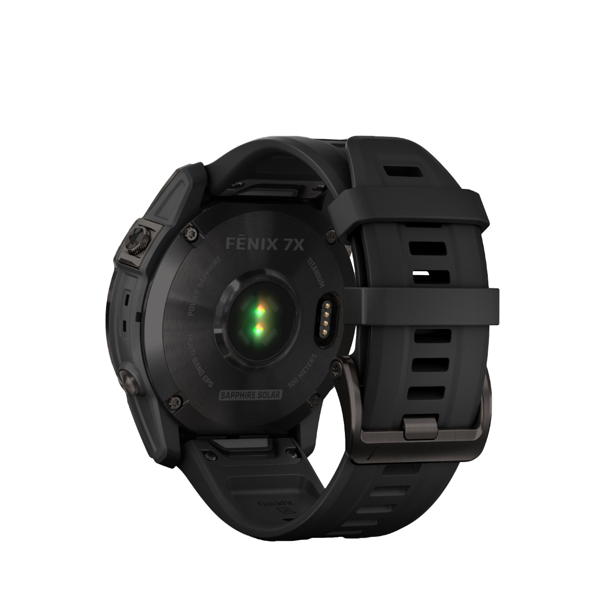 Garmin Fenix 7X Sapphire Solar smart watch with carbon gray DLC titanium case and black band