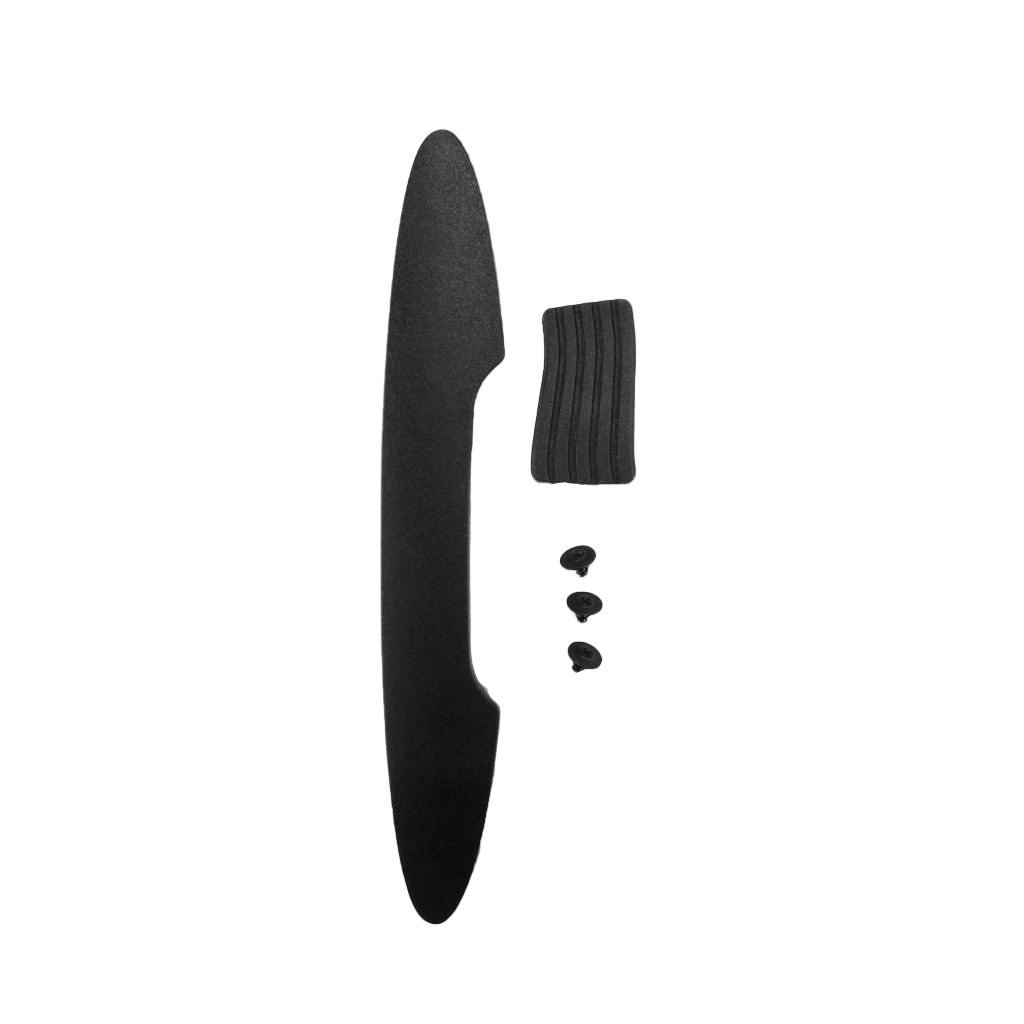 Garmin Weather Cap Kit 5-piece black accessory set: blade-shaped piece, ribbed cap, and 3 fasteners