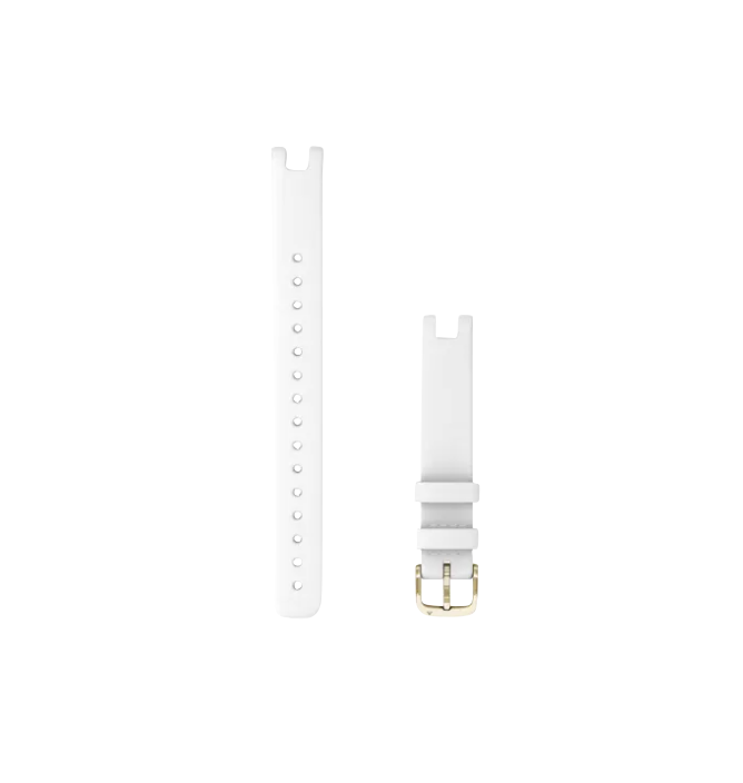 Garmin Lily bands (14 mm), white Italian leather with cream-gold hardware, two-piece large set