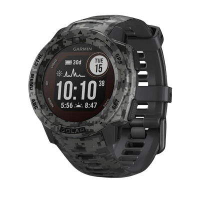 Garmin Instinct Solar, Graphite Camo, Rugged GPS Smartwatch (Garmin Certified Refurbished) by Garmin