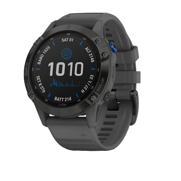 Garmin Fenix 6 Pro Solar - Black with Slate Gray Band (010-02410-10) by Garmin