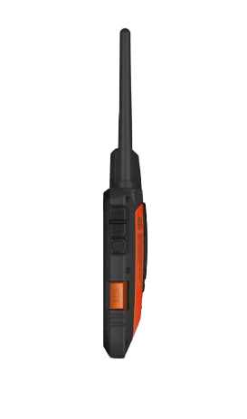 Garmin Alpha 200i handheld with black body and orange accents.