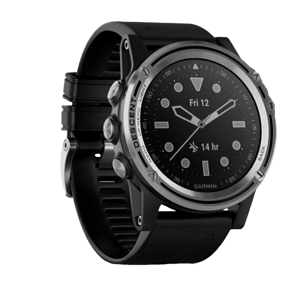 Garmin Descent Mk1 dive smartwatch, silver case with black band, certified refurbished