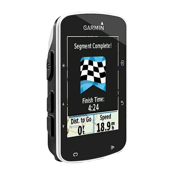 Garmin Edge 520 bicycle computer, refurbished, black with silver trim.