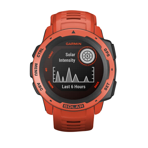 Garmin Instinct Solar, Flame Red, Rugged GPS Smartwatch (Garmin Certified Refurbished) by Garmin