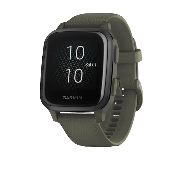 Garmin Venu Sq Music smartwatch, Moss green strap, Garmin Certified Refurbished