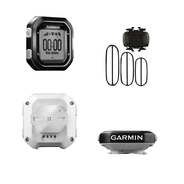 Garmin Edge 25 bicycle computer bundle in black with mount and strap accessories