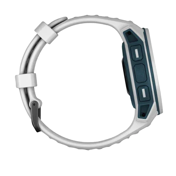 Garmin Instinct Solar Cloudbreak rugged GPS smartwatch, certified refurbished, blue bezel with white strap