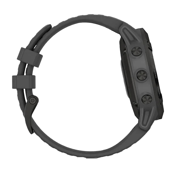 Garmin Fenix 6 Pro Solar smart watch, black body with slate gray band (010-02410-10)