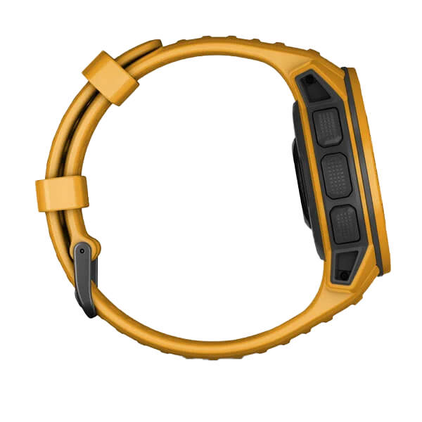 Garmin Instinct Solar watch with sunburst yellow band and black bezel
