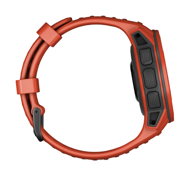 Garmin Instinct Solar watch in Flame Red Graphite (010-02293-21), red band with black bezel