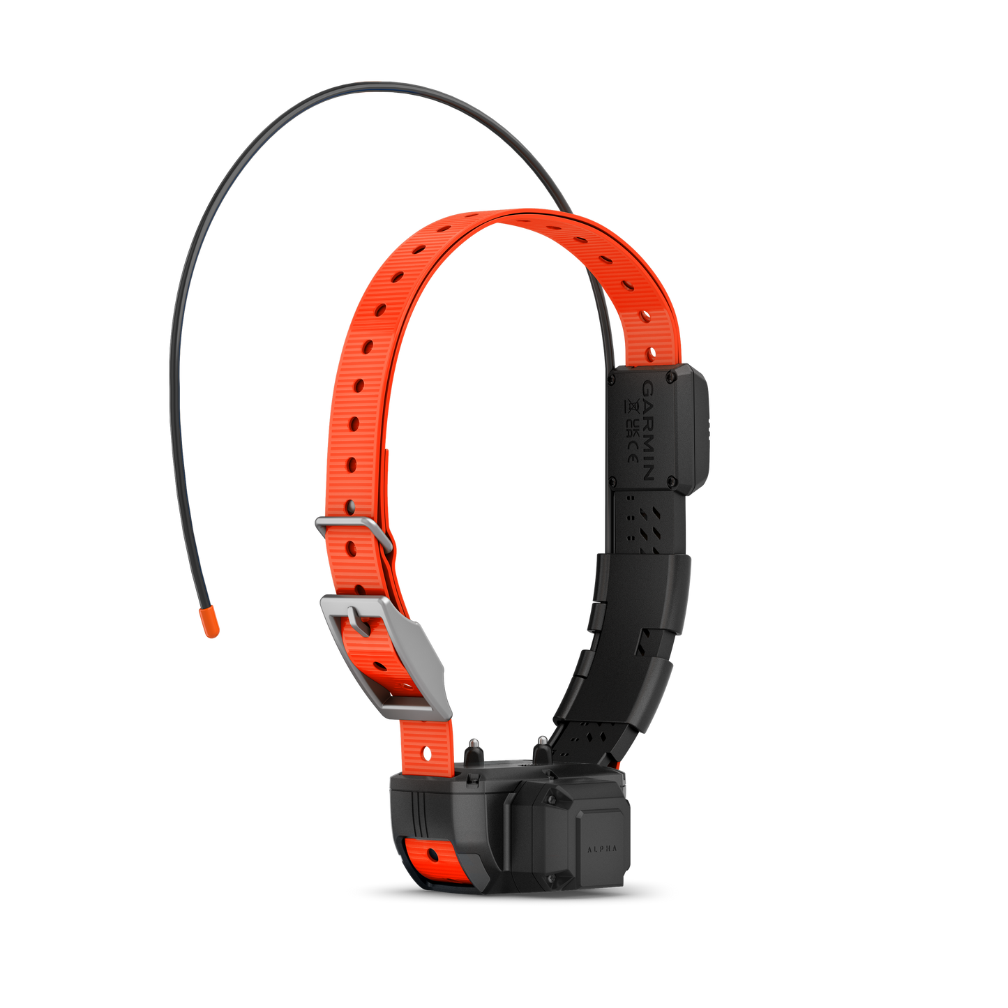 Garmin Alpha TT 25 dog collar with orange strap and tracking beeper