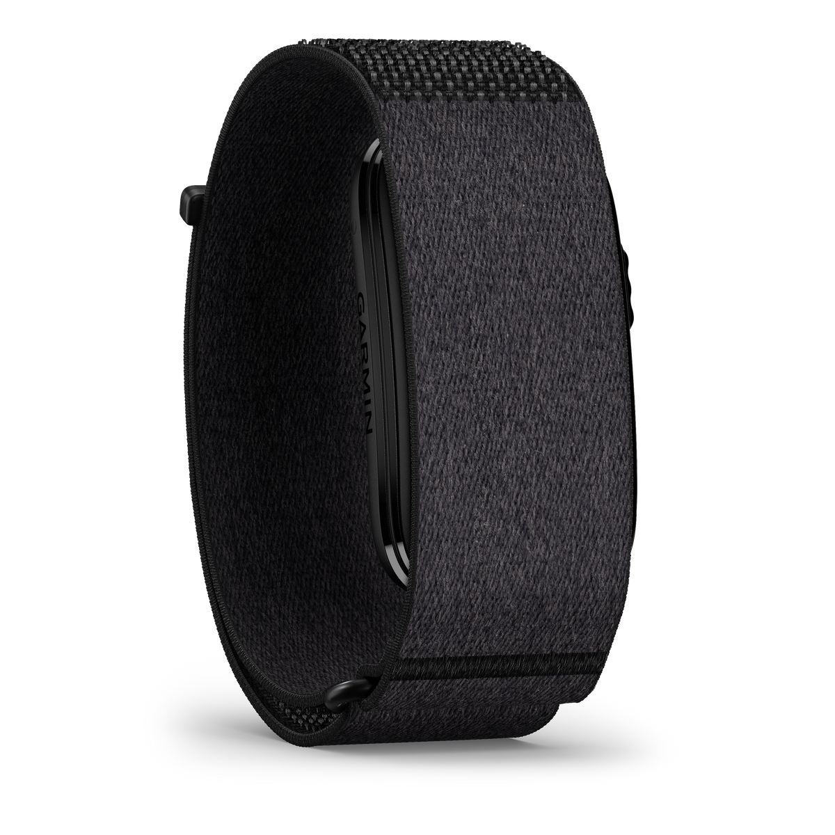Black Garmin CIRQA screenless smart band with textured fabric strap for advanced health tracking without wrist distractions.