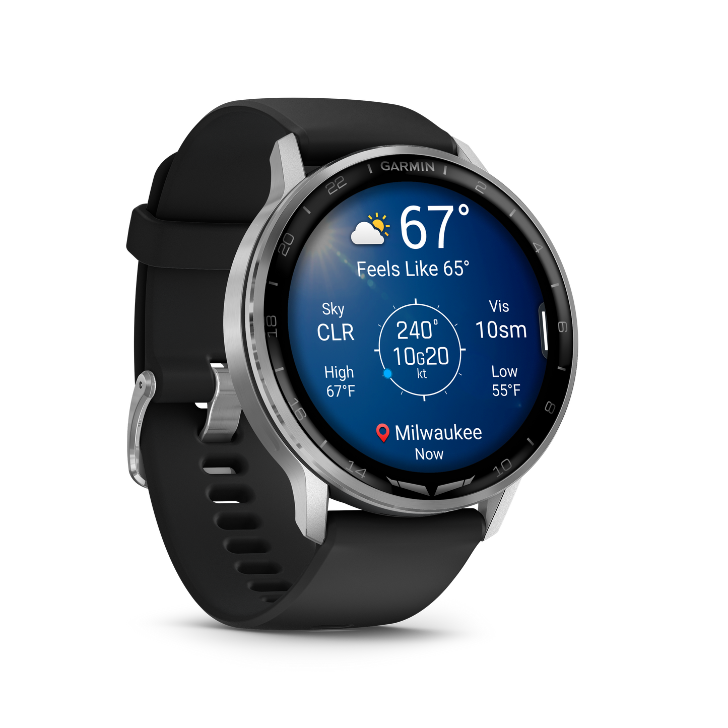 Garmin D2 Air X15, Silver with Black Silicone Band (010-03014-50)