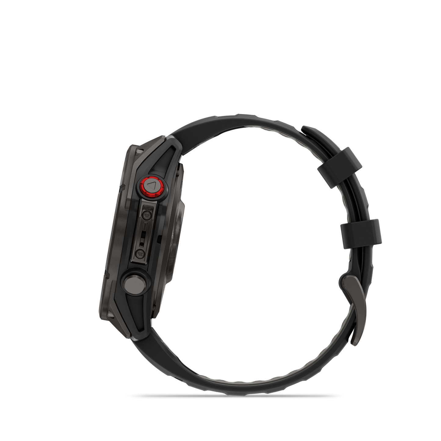 Garmin Fenix 8 Pro smartwatch with carbon gray DLC titanium case and black silicone band