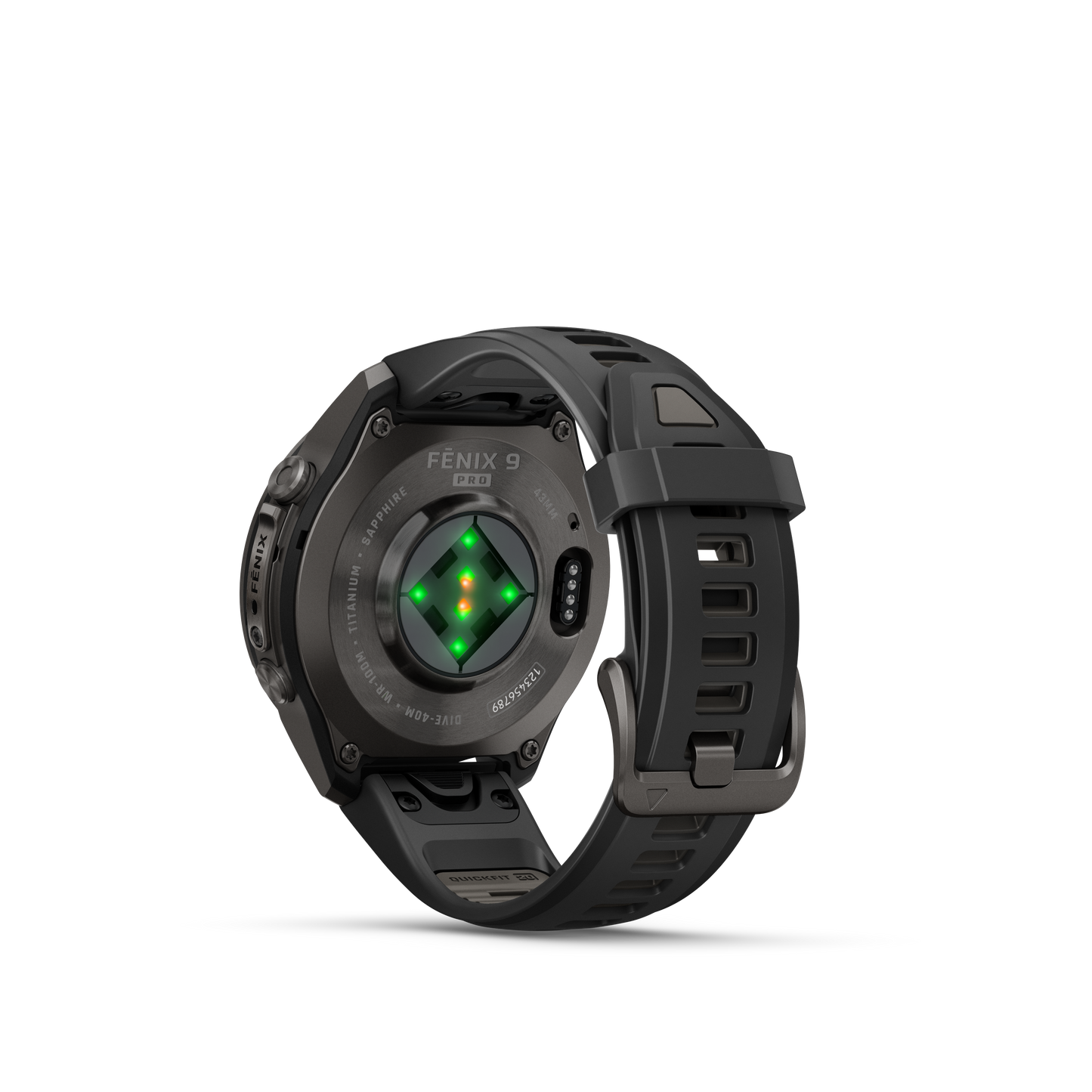 Garmin Fenix 9 Pro AMOLED, (43mm), DLC Titanium w/ Black and Gray Silicone Band (010-04335-15)