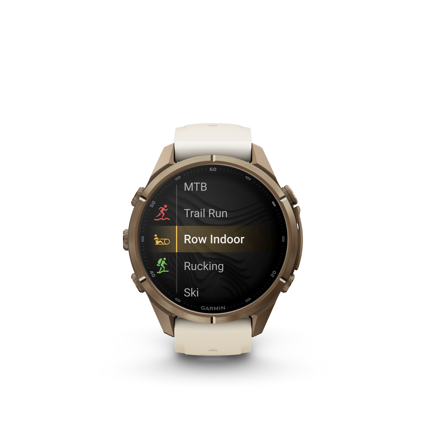 Garmin Fenix 9 Pro inReach AMOLED, (43mm), Gold Titanium w/ Cream and Gray Silicone Band (010-04335-20)