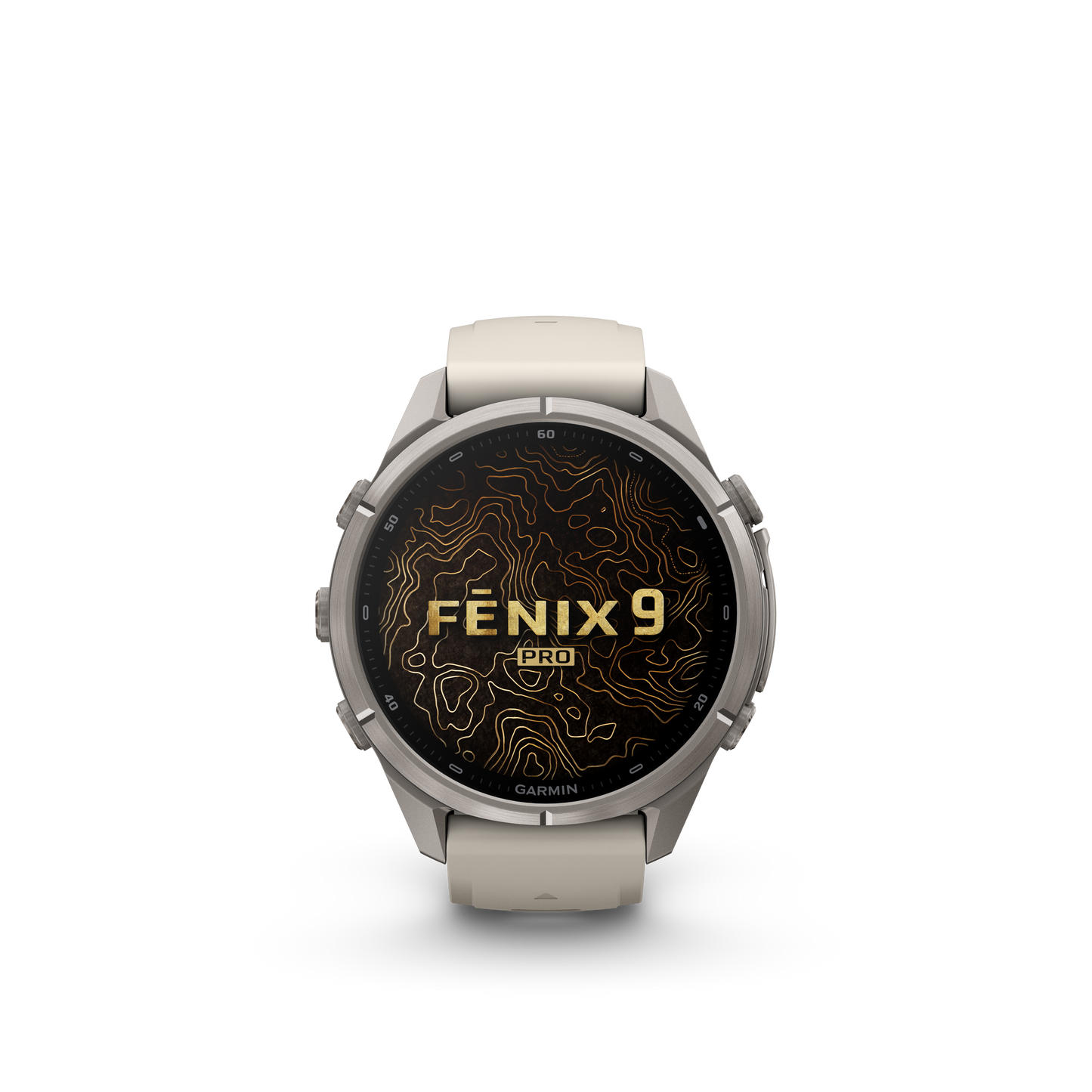 Garmin Fenix 9 Pro AMOLED, (43mm), Titanium w/ Gray and Sandstone Silicone Band (010-04335-85)