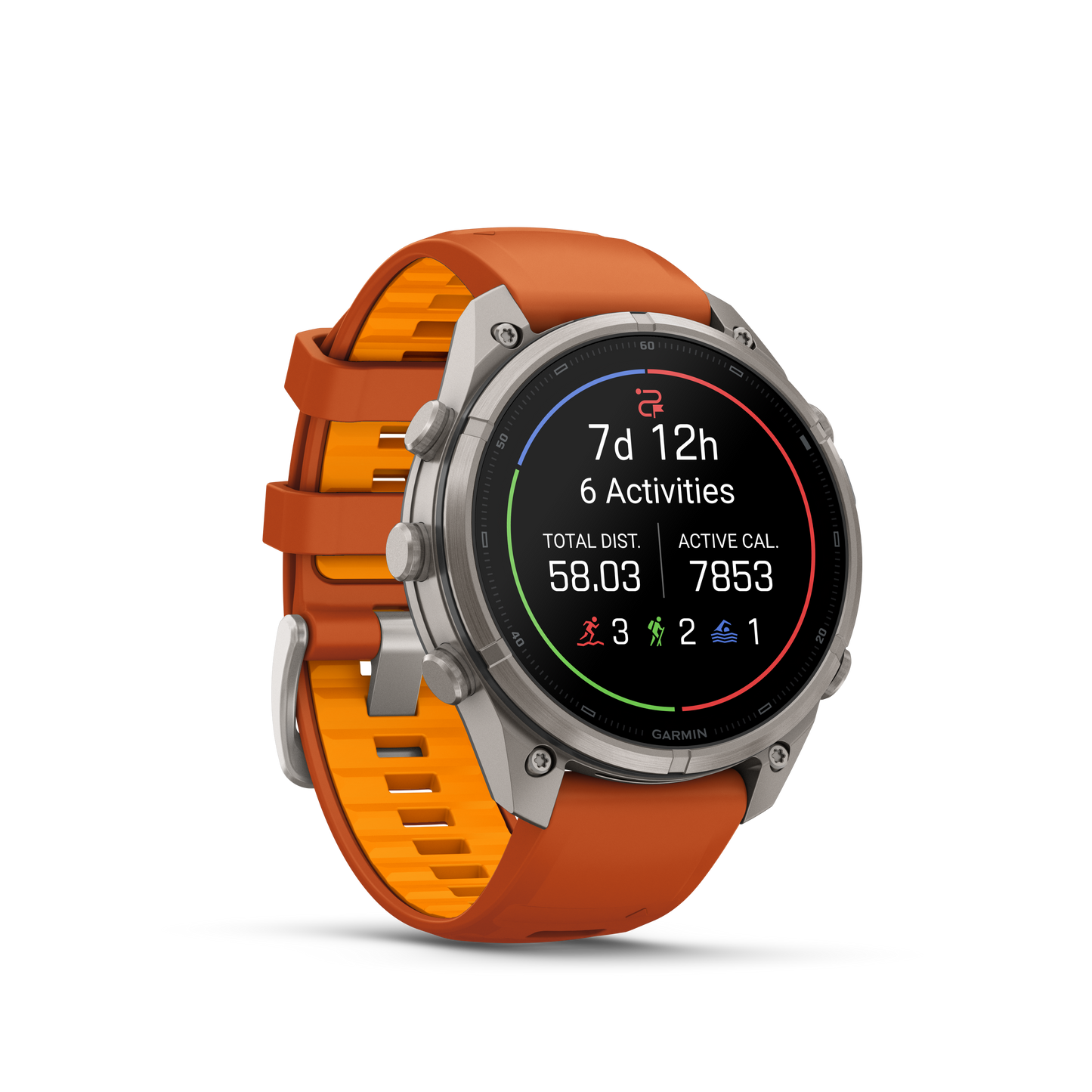 Garmin Fenix 9 Pro inReach AMOLED, (47mm), Titanium w/ Orange Silicone Band (010-04336-05)