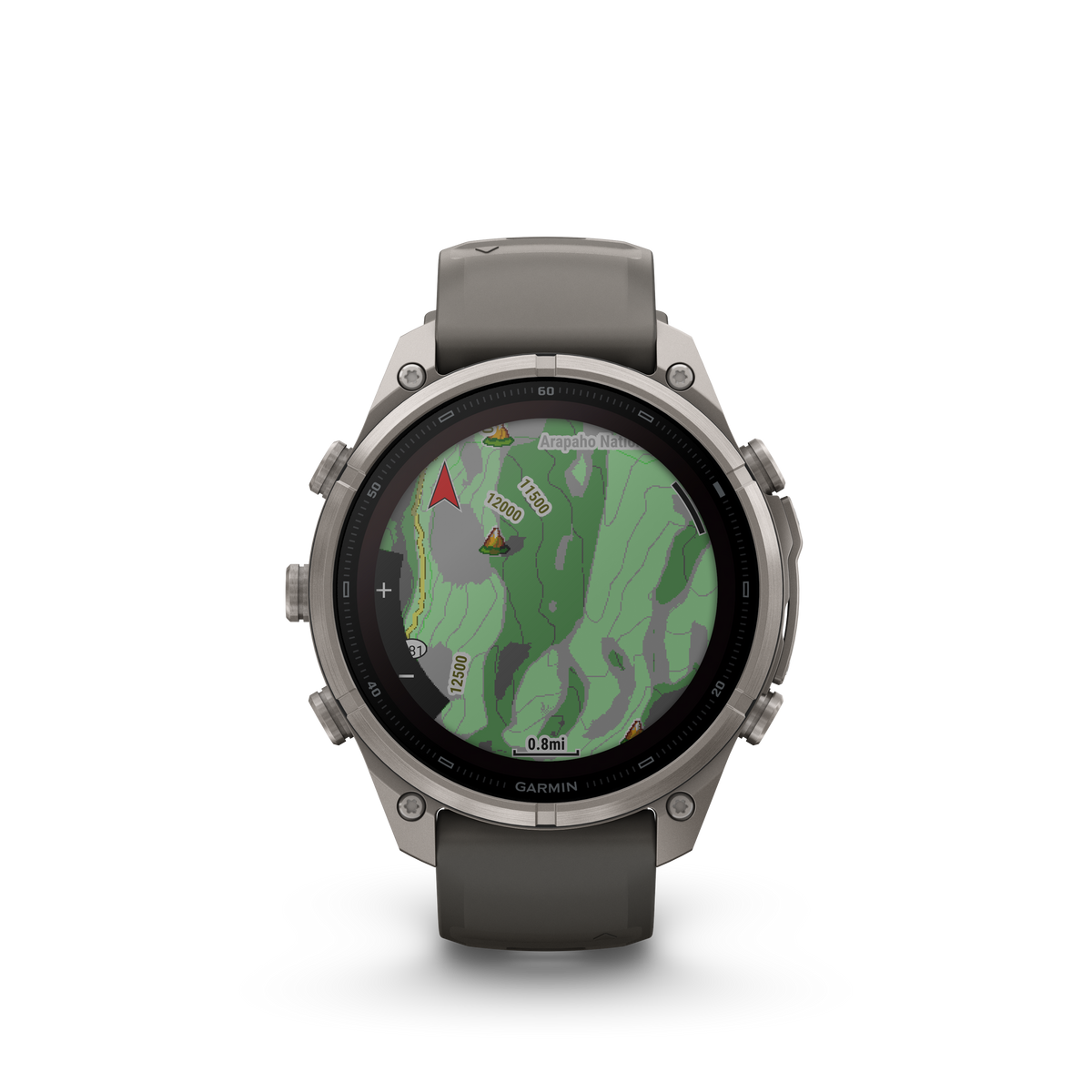Garmin Fenix 9 Pro Solar 47mm titanium smartwatch with gray/silver silicone band