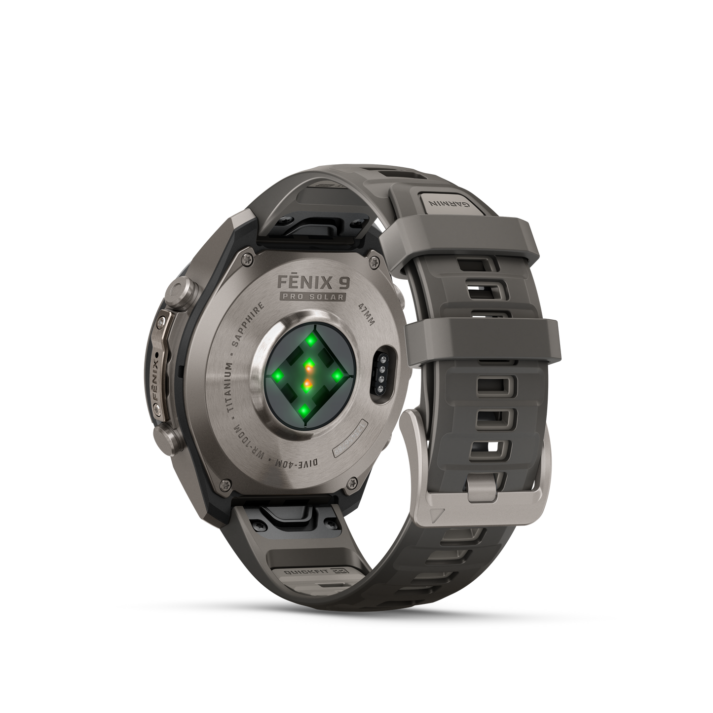 Garmin Fenix 9 Pro Solar titanium 47mm smartwatch with gray-silver silicone band