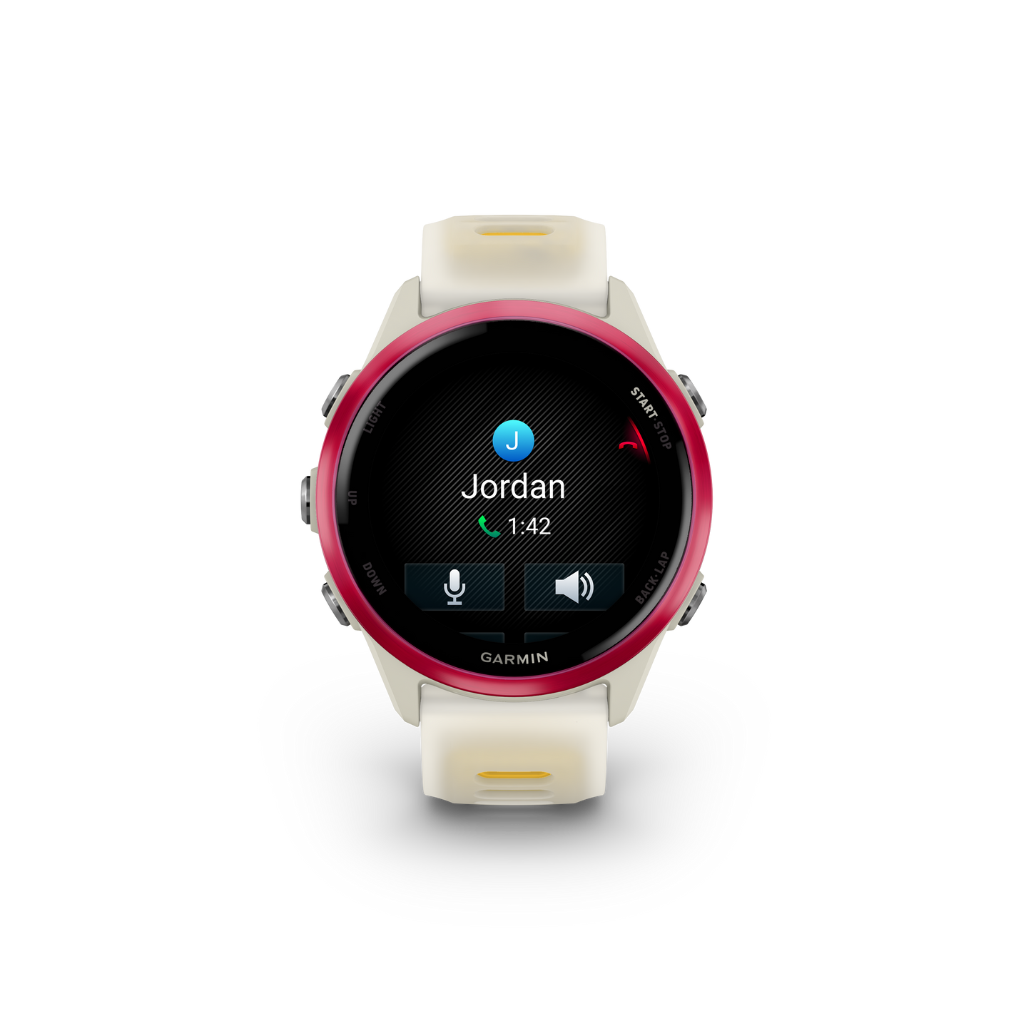 Garmin Forerunner 570 smartwatch, 42mm, raspberry bezel with bone/mango band