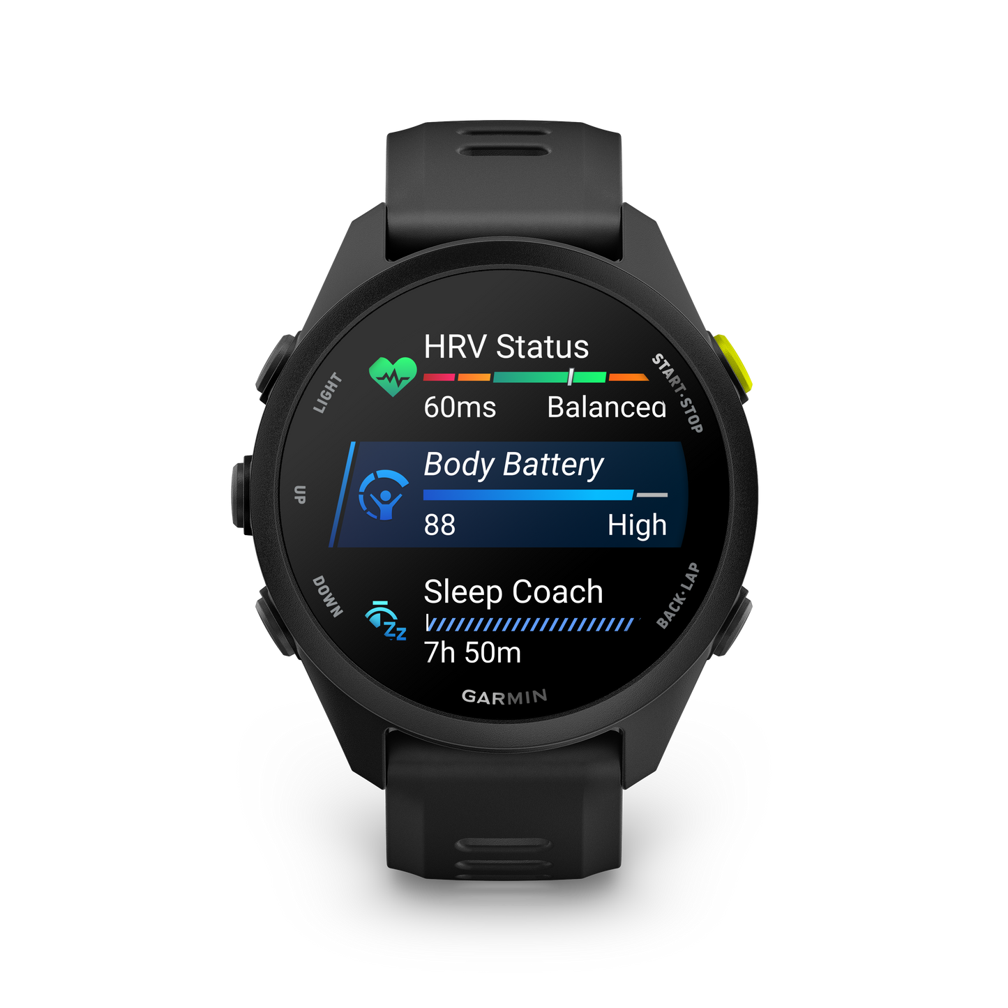 Garmin Forerunner 70 smartwatch, black, GPS fitness watch with HRV status display