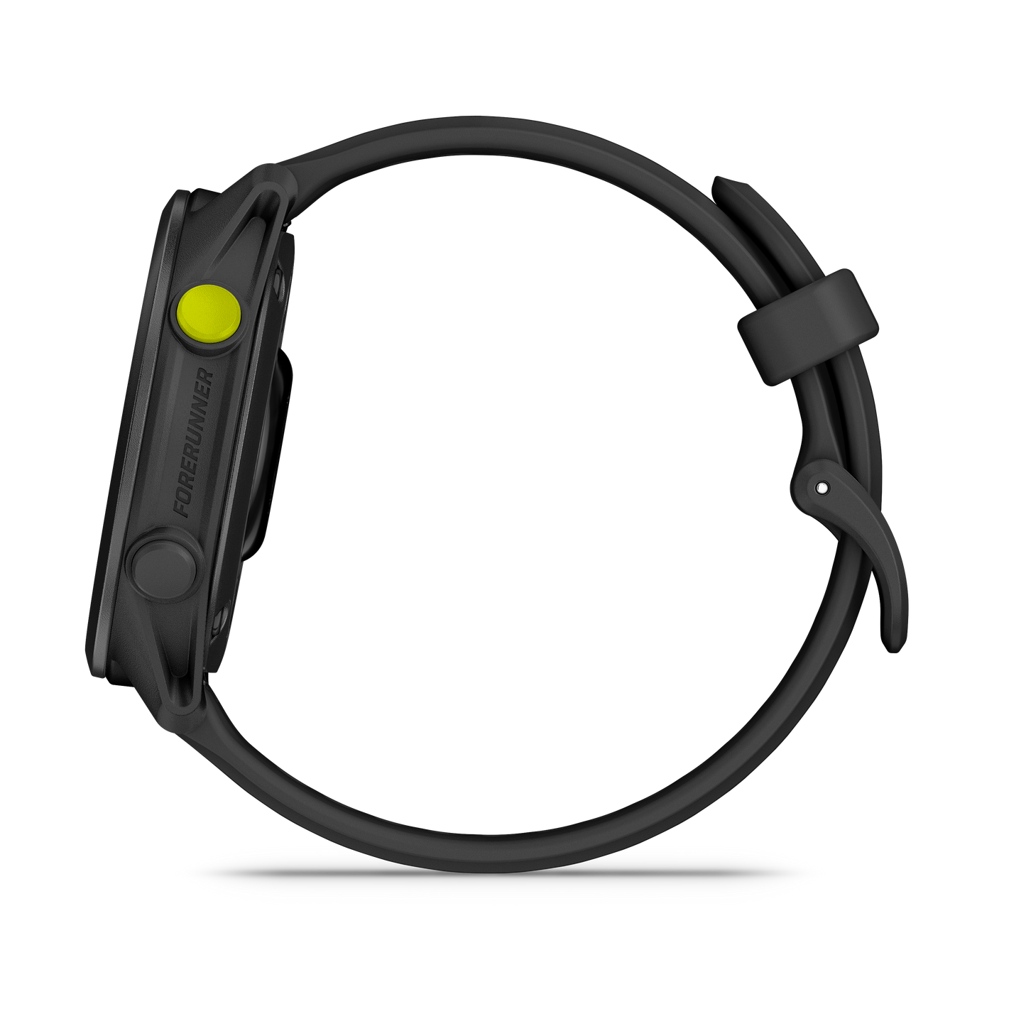 Garmin Forerunner 70 smartwatch in black with a yellow button on the strap