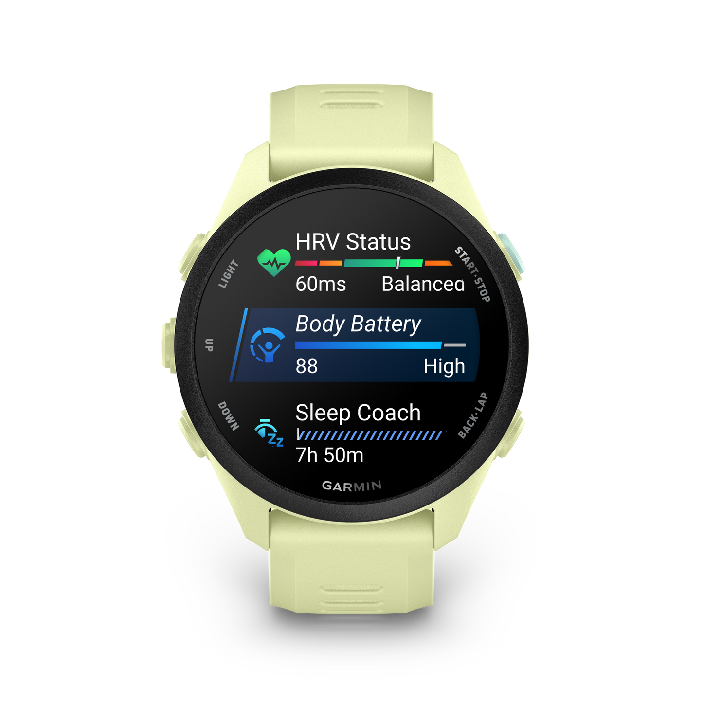 Garmin Forerunner 70 GPS fitness smartwatch in citron with silicone strap