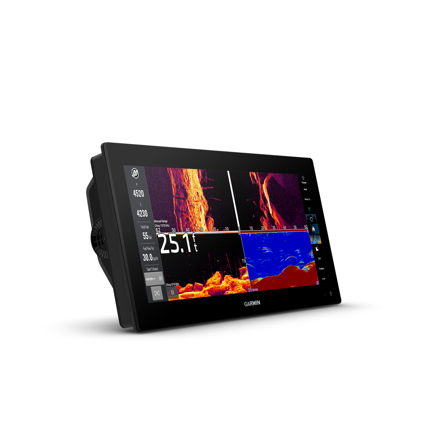 Garmin GPSMAP 1523xsv marine chartplotter with SideVu, ClearVu and CHIRP sonar plus worldwide basemap