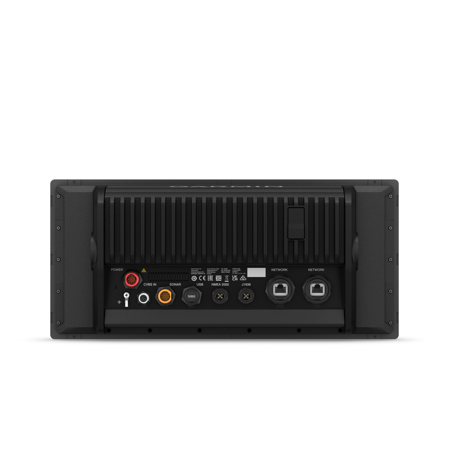 Garmin GPSMAP 1523xsv marine chartplotter rear panel with labeled ports Power USB NMEA 2000 Sonar