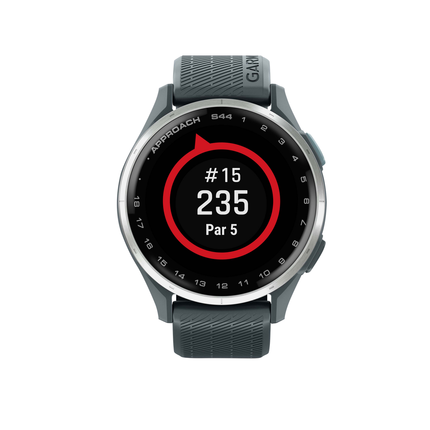 Garmin Approach S44 Golf GPS Smartwatch with silver bezel and Twilight band