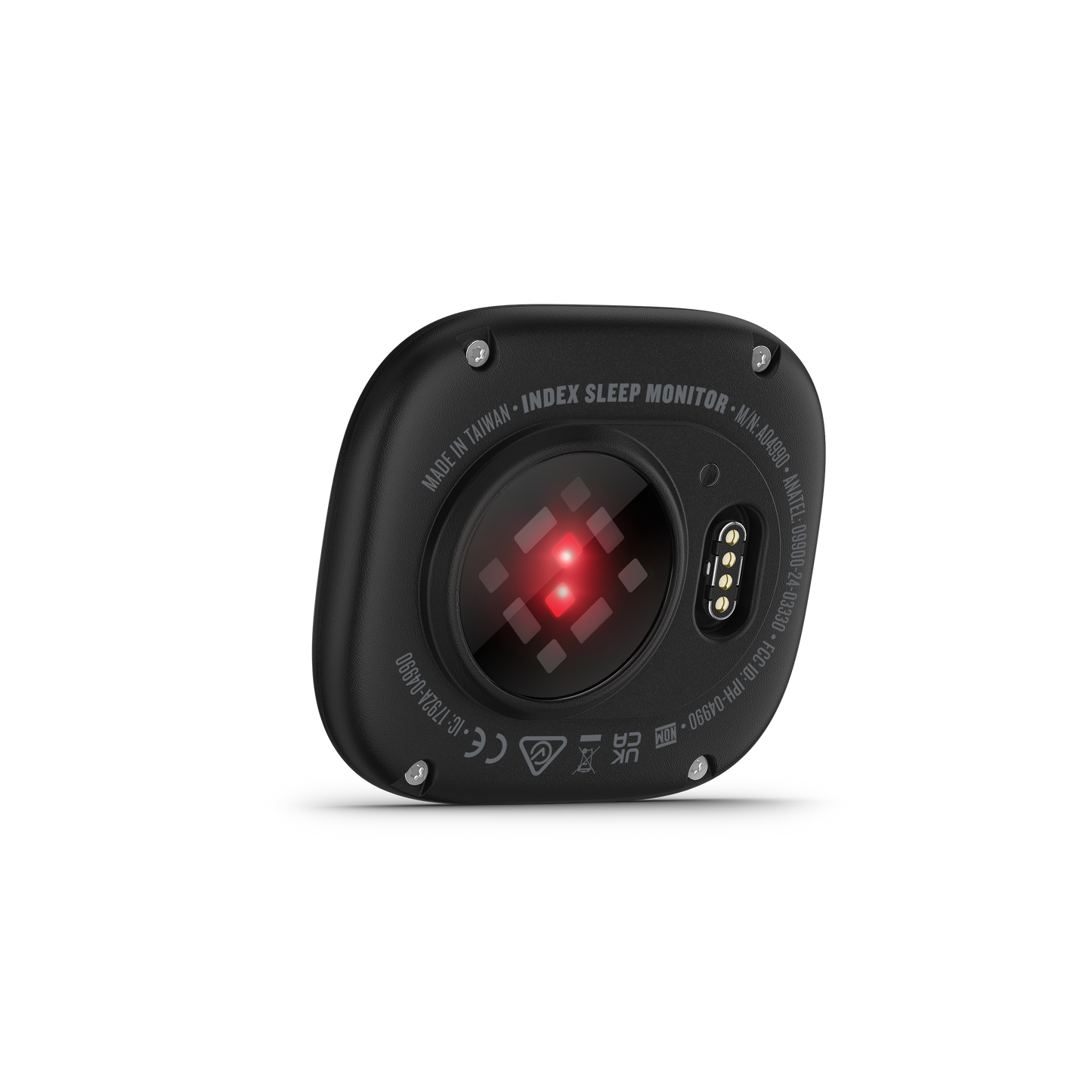 Garmin Index Sleep Monitor S/M, black rear view with red LED indicators
