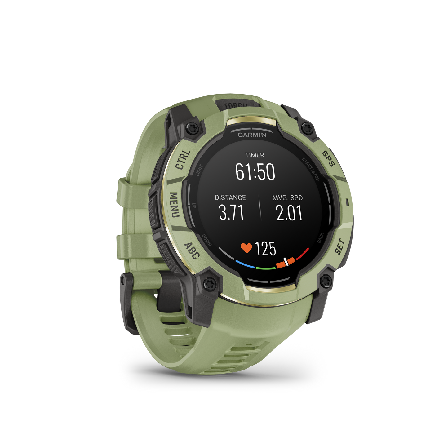 Garmin Instinct 3 AMOLED smartwatch, 50mm, Fern Green with Fern Green band.