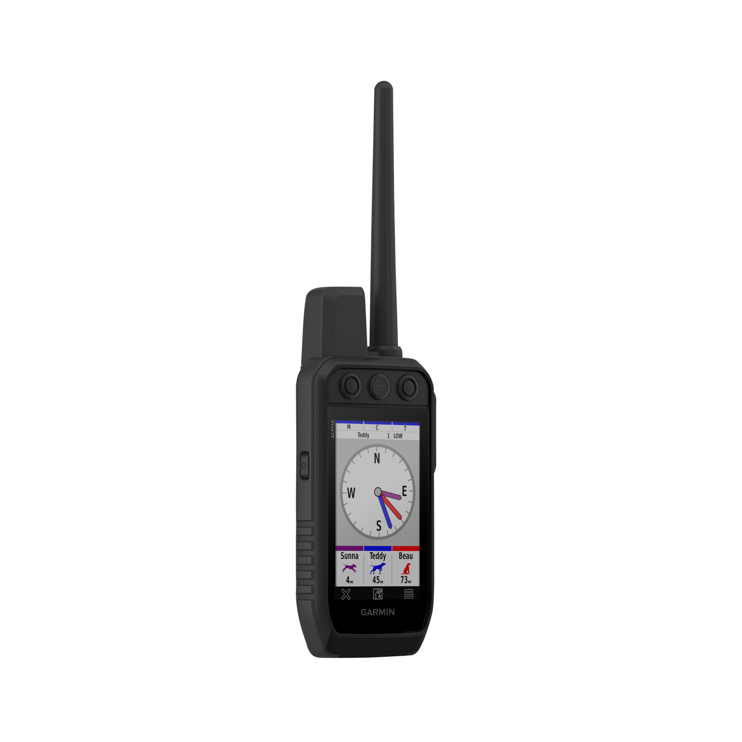 Garmin Alpha 200 Plus handheld GPS dog-tracking device with long antenna
